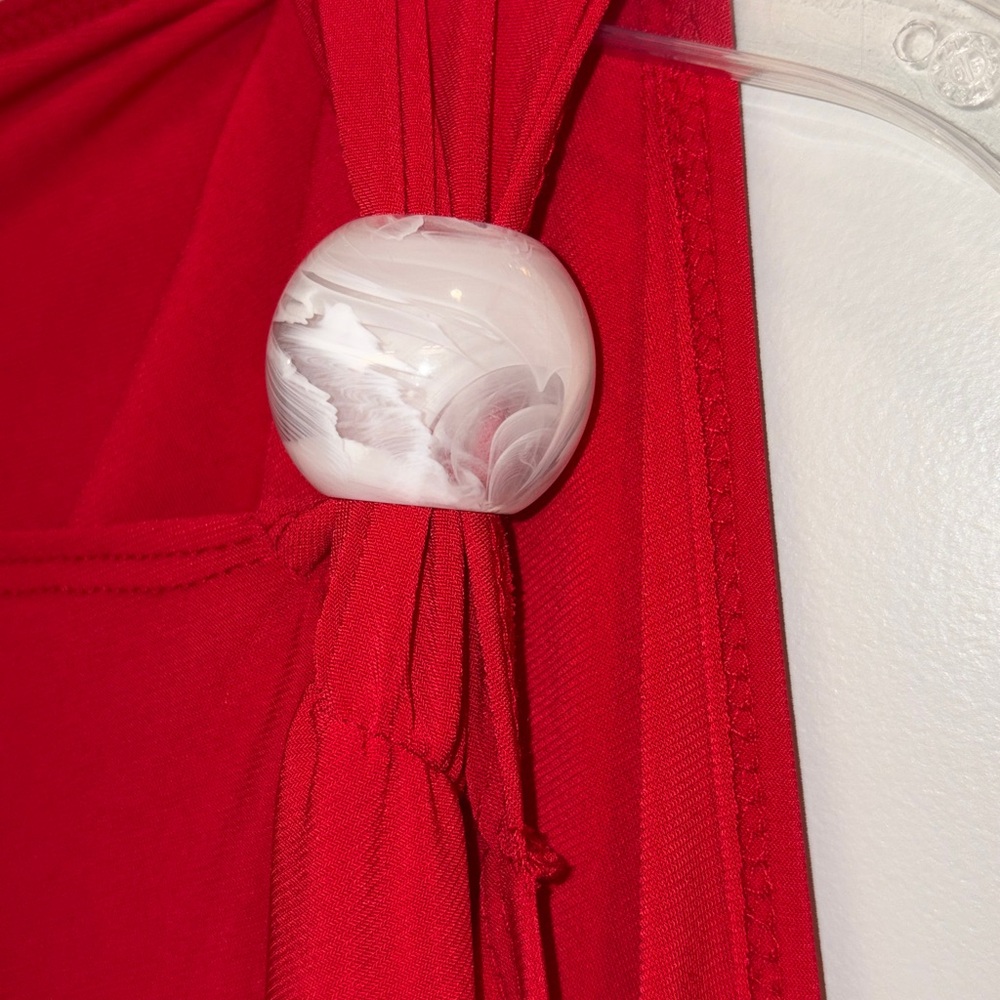 Plus Size Red Ruched Dress - Picture 8 of 9